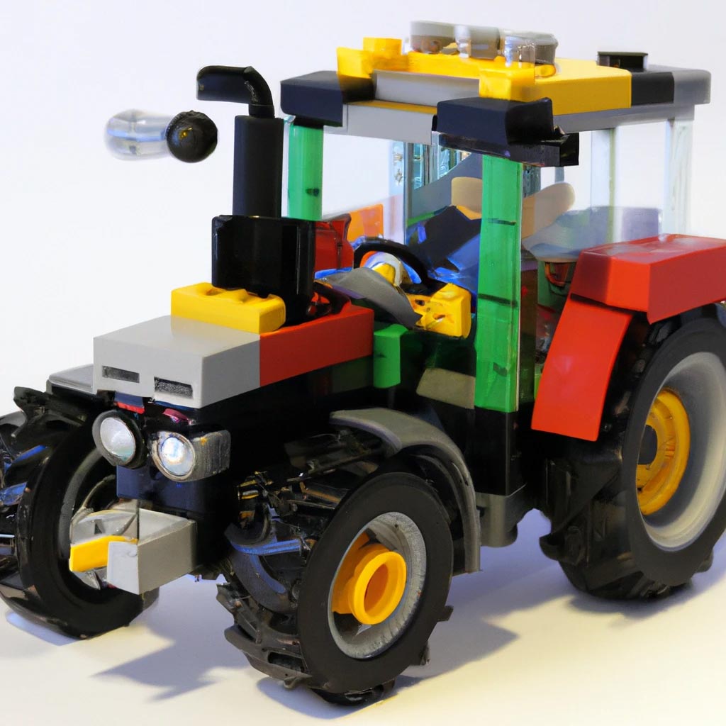 A detailed lego model of a tractor