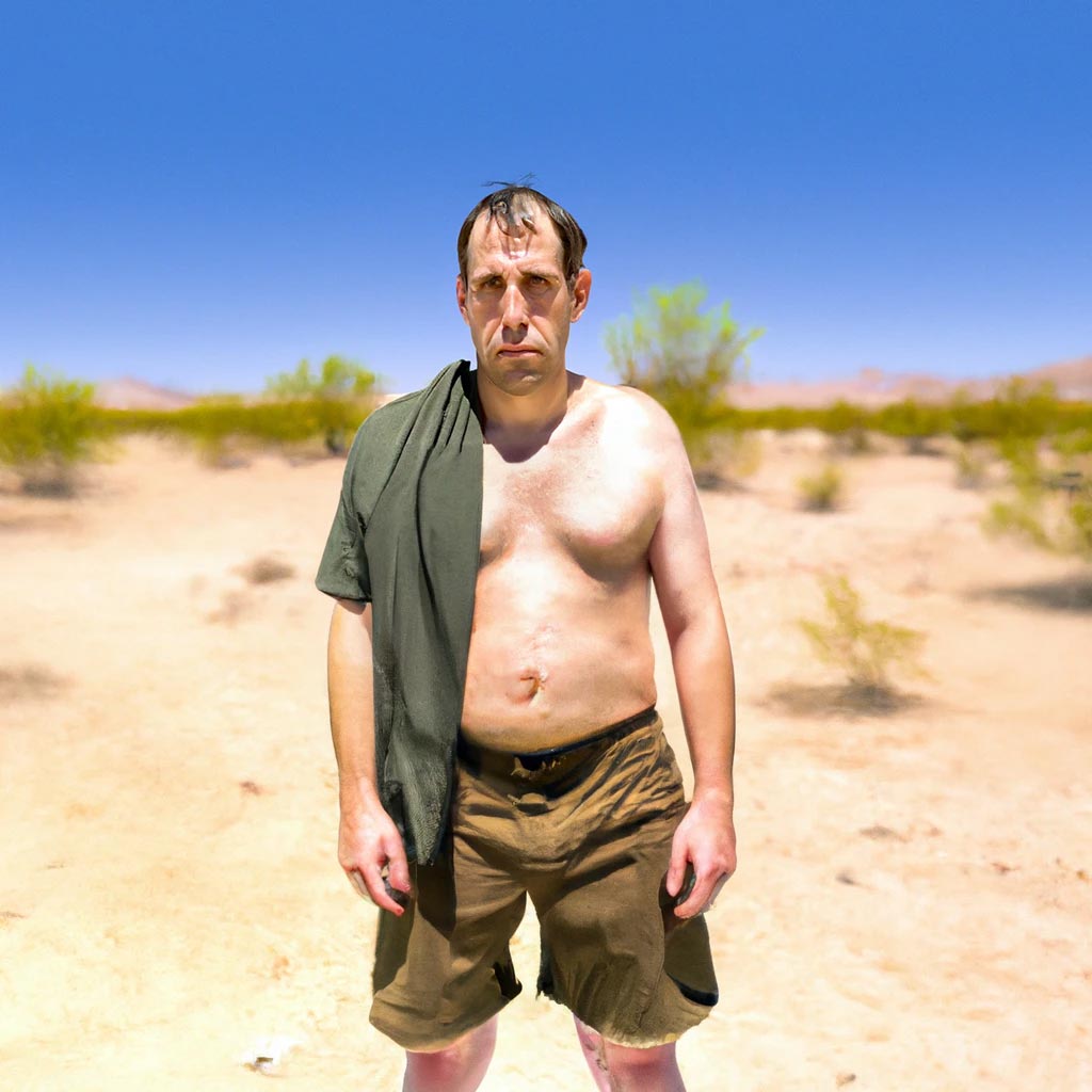 A man standing underneath a hot summer sun in
