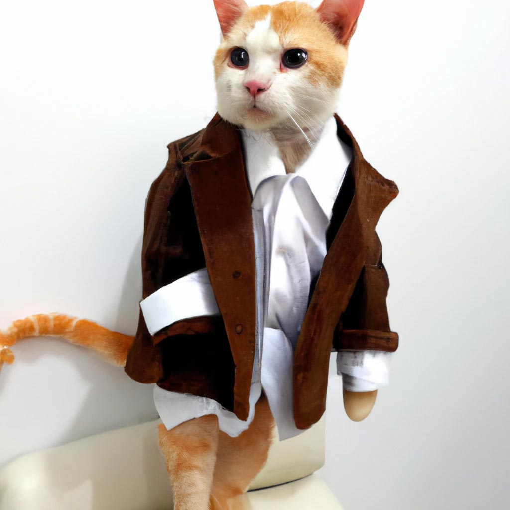A model cat wearing human models clothes.photograph