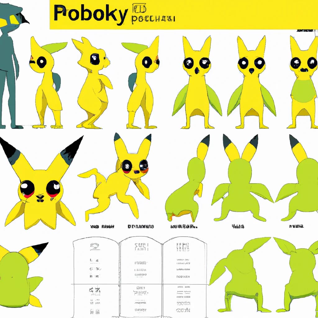 A model reference character sheet of a pokemon