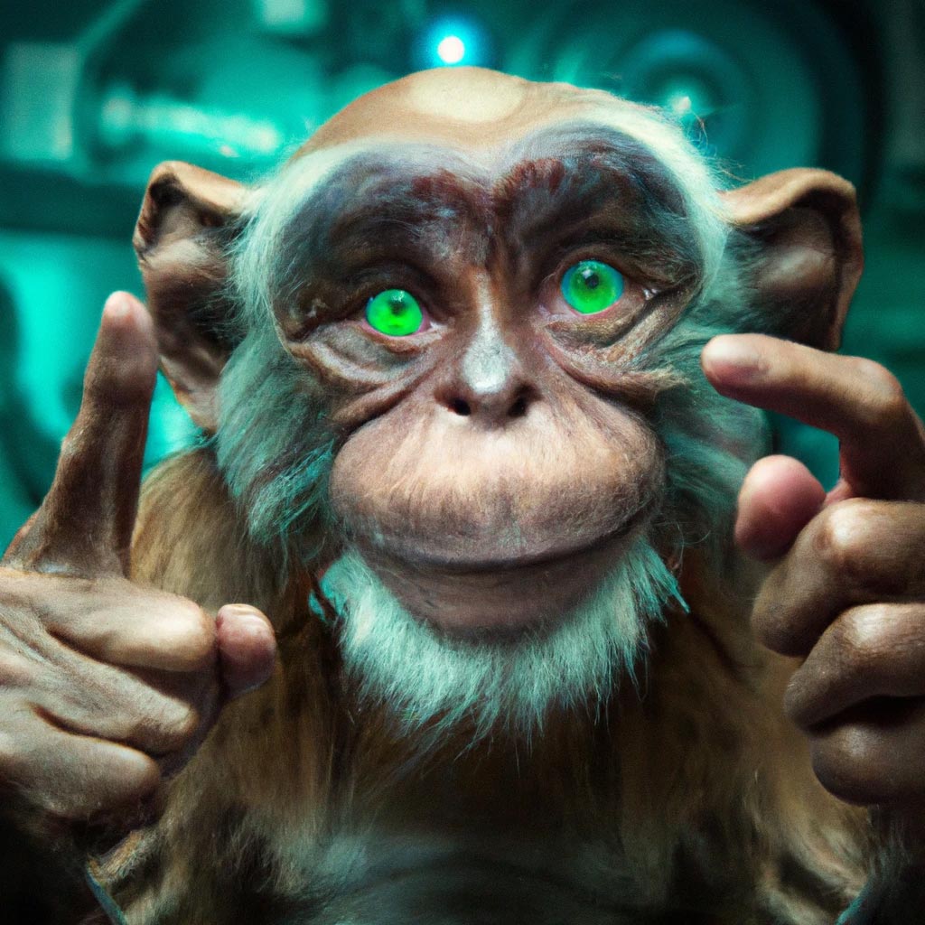 A photo of a wise old monkey from the