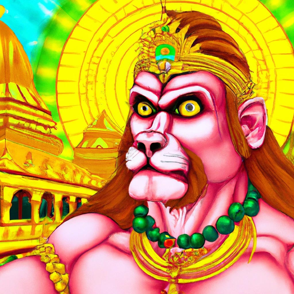 A portrait of hindu god hanuman in