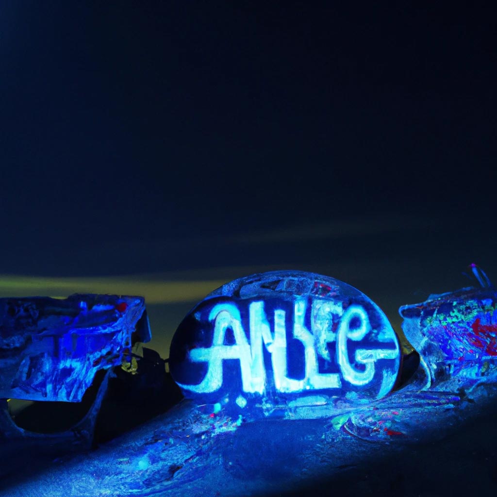 Alien language Graffiti covered abandoned exoplanet mining equipment illuminated
