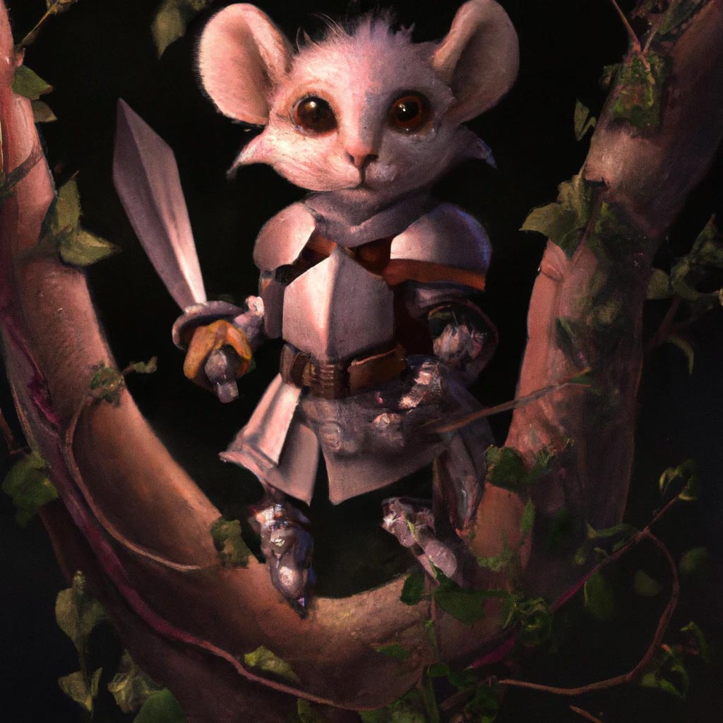 Art by [Leesha Hannigan]; [Regal][Heroic][Noble][Mouse chibi whimsical Fantasy Knight