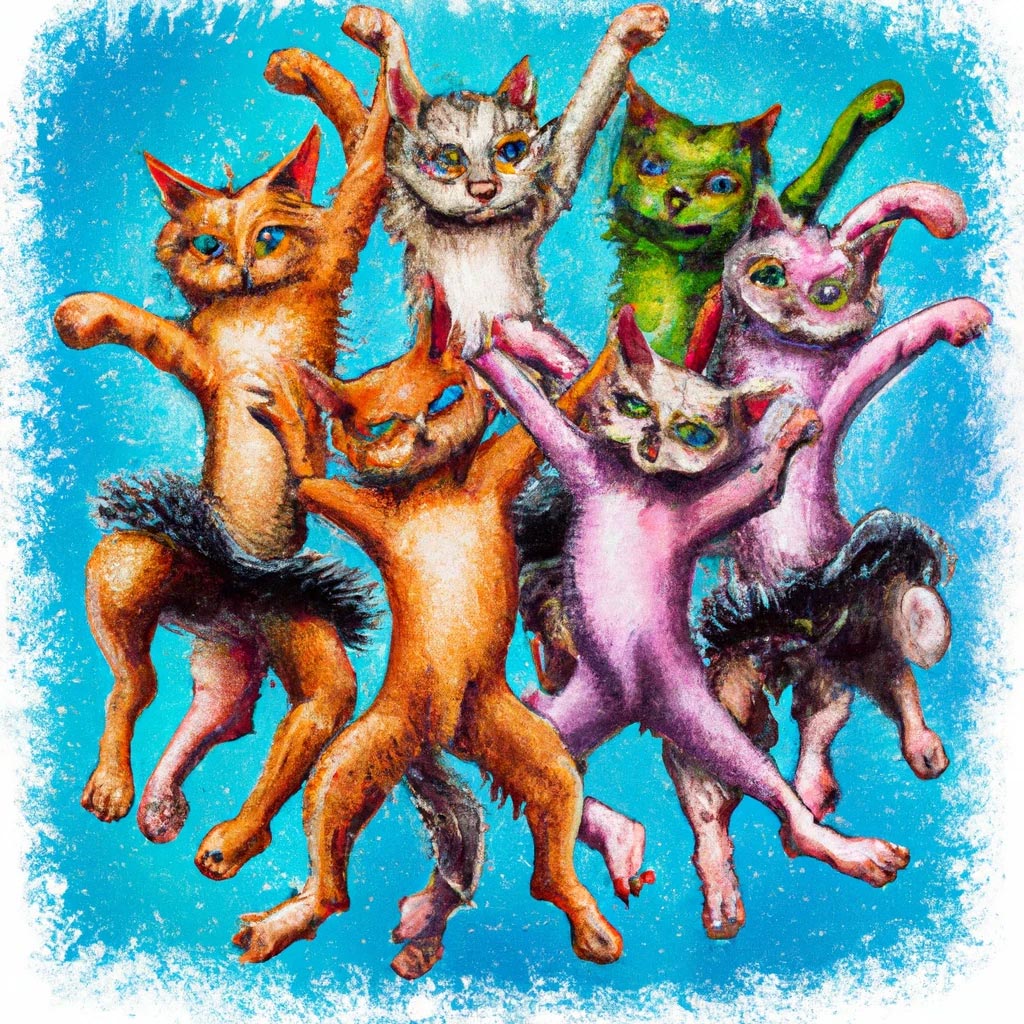 Cats dance.