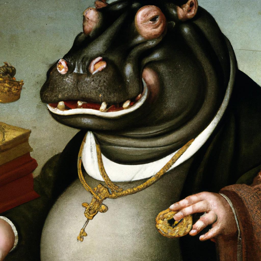 Deutsch portrait painting from 1600s. Hippo with