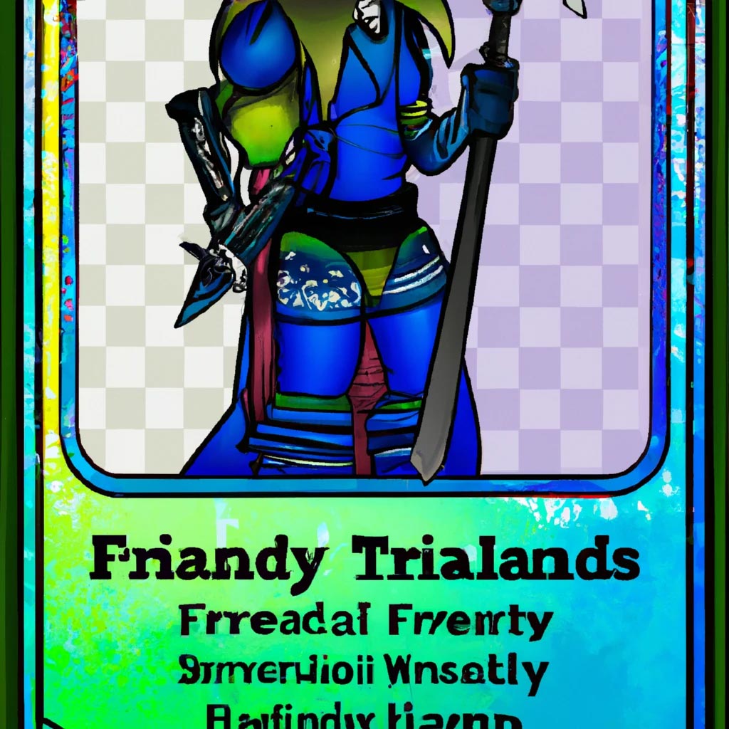 Fantasy collectable trading card that shows a character with