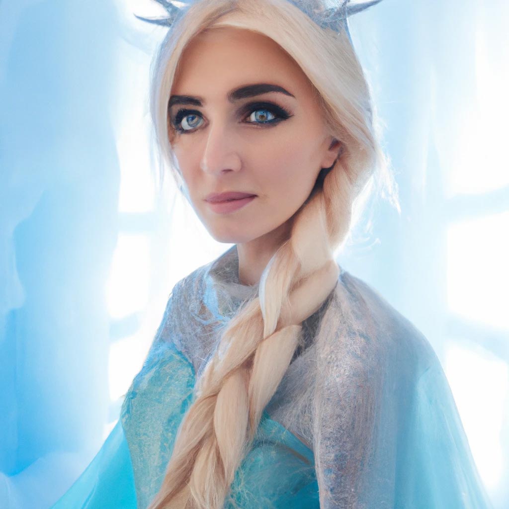 High-quality portrait photo of Elsa from Frozen