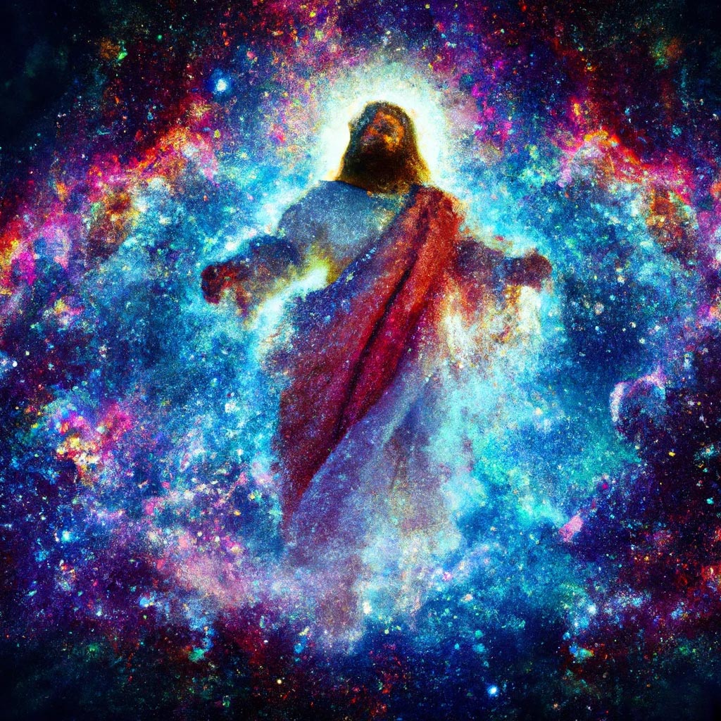 Jesus Christ Descending from the sky in Glory in