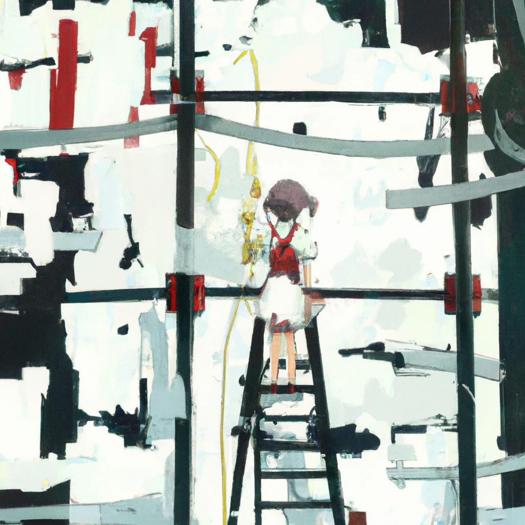 Key anime visual of a woman painting an abstract