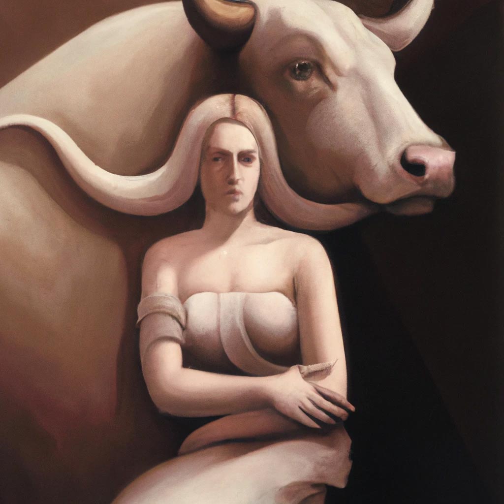 Oil painting “Portrait of Pasiphae and the