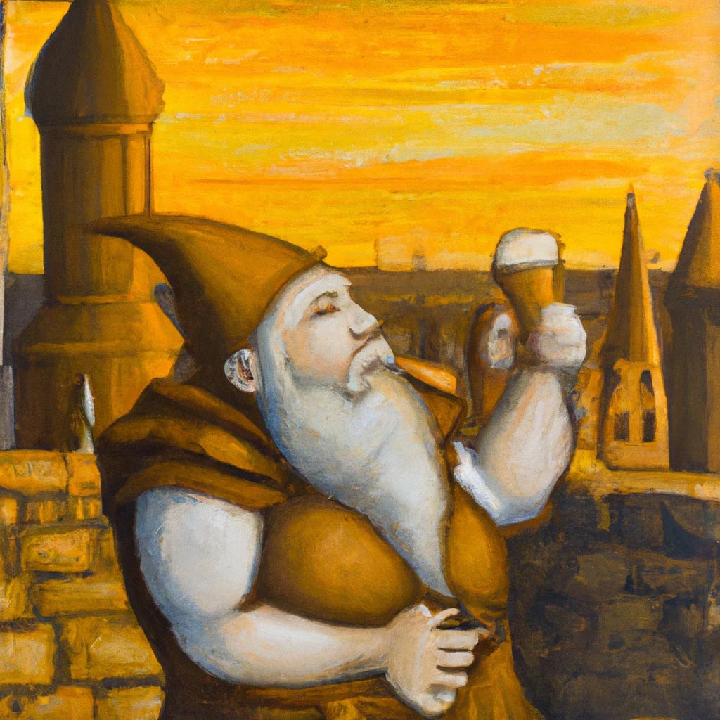 Oil painting of a medieval fantasy dwarf with a