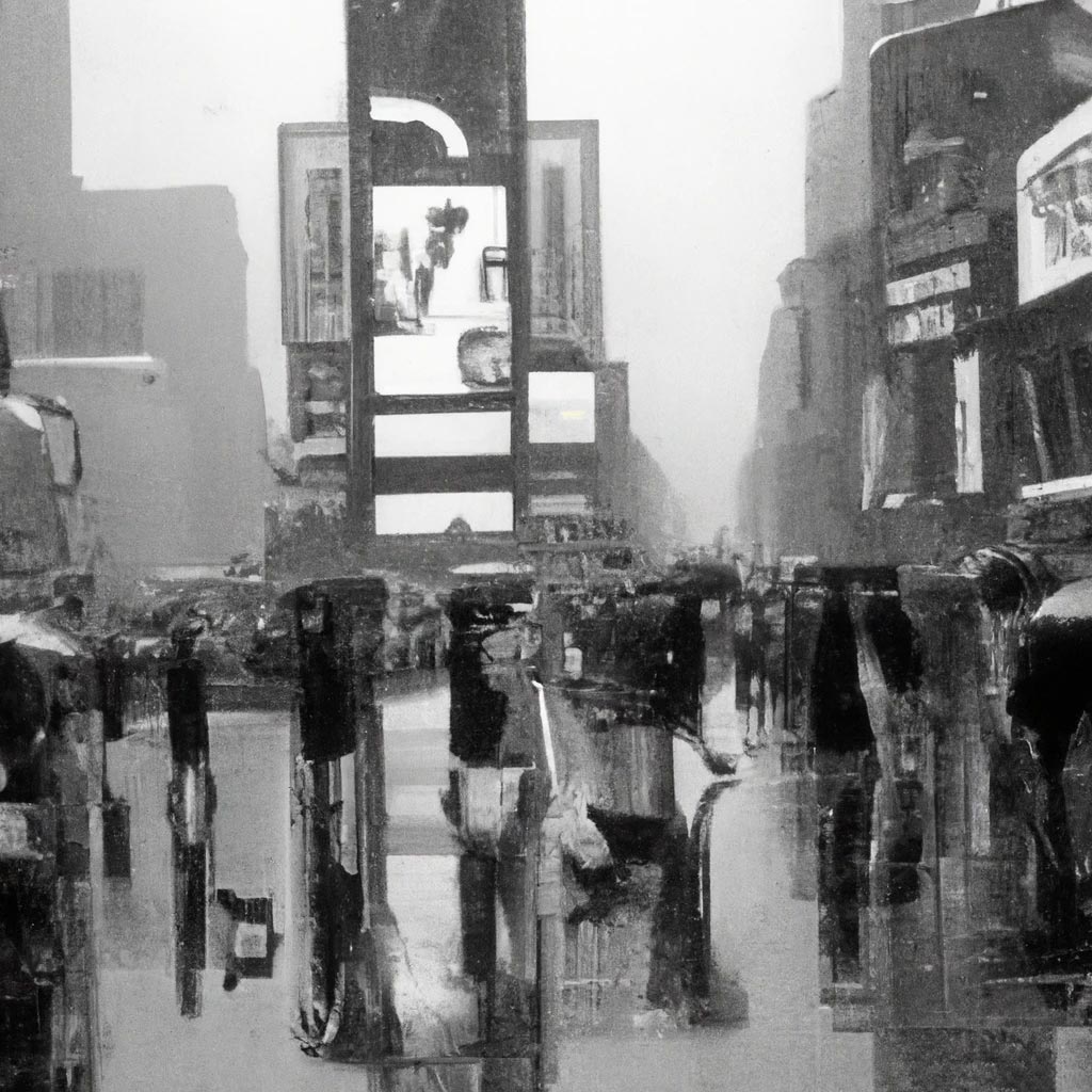Raining cats and dogs in Times Square