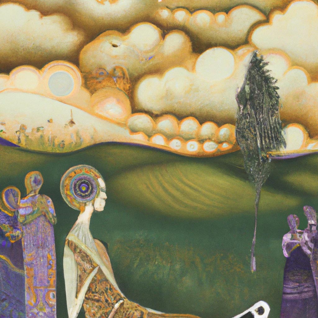 Serene day in future by Gustav Klimt in the
