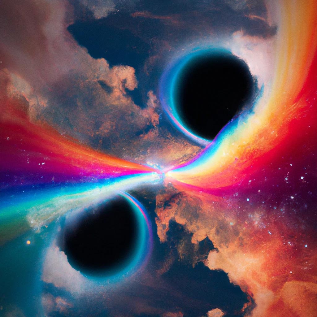 The love between two black holes forming a sunset