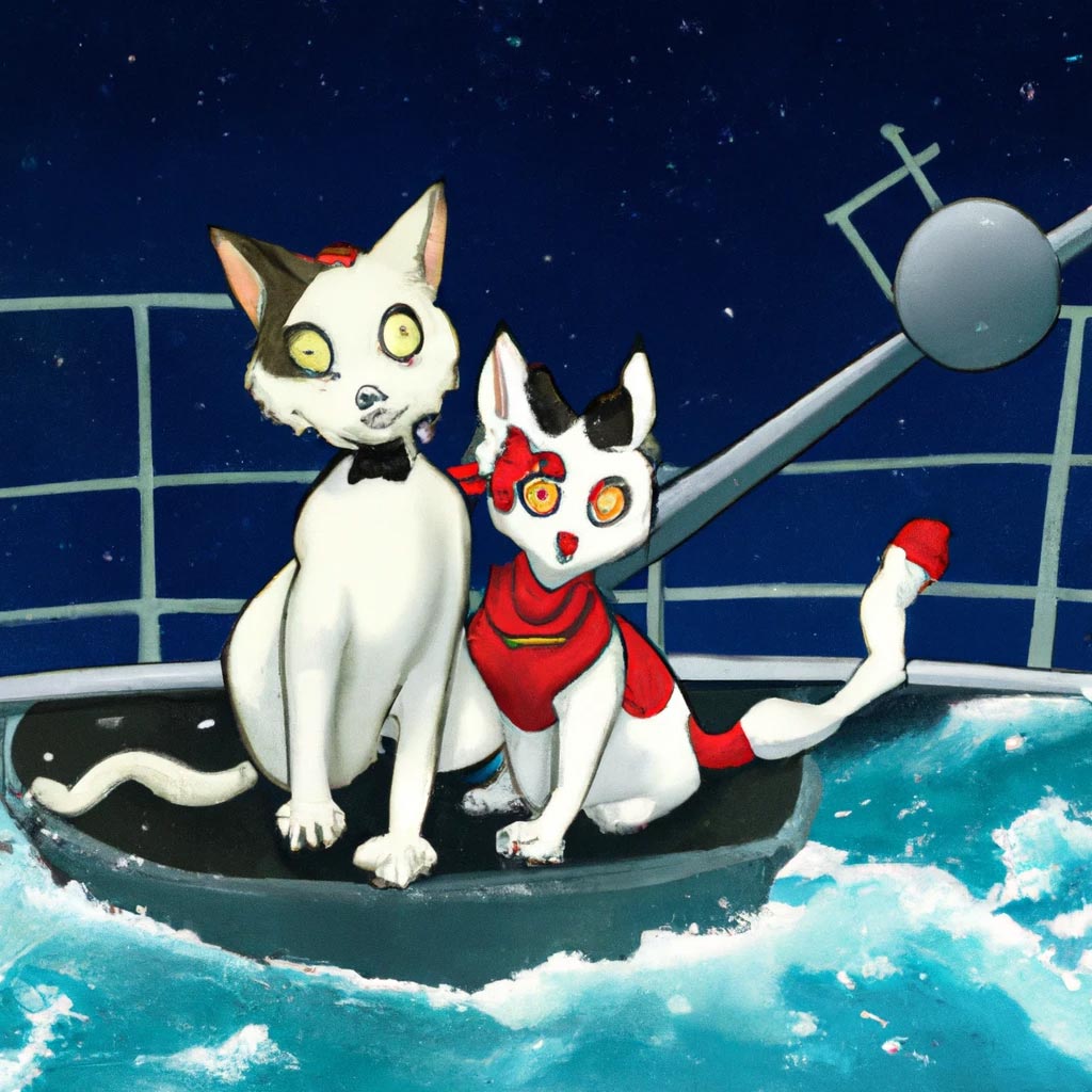 Titanic but Rose and Jack as cats