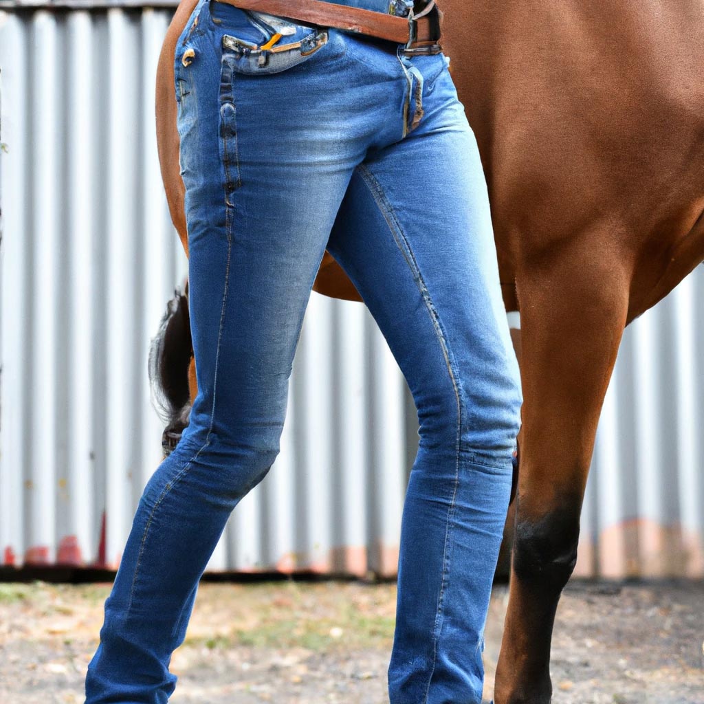 a horse modelling jeans that were designed to be