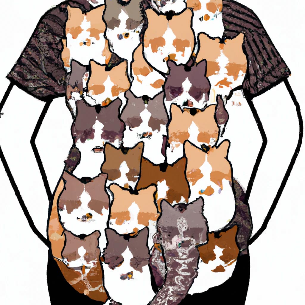 a human body made entirely of cute cats