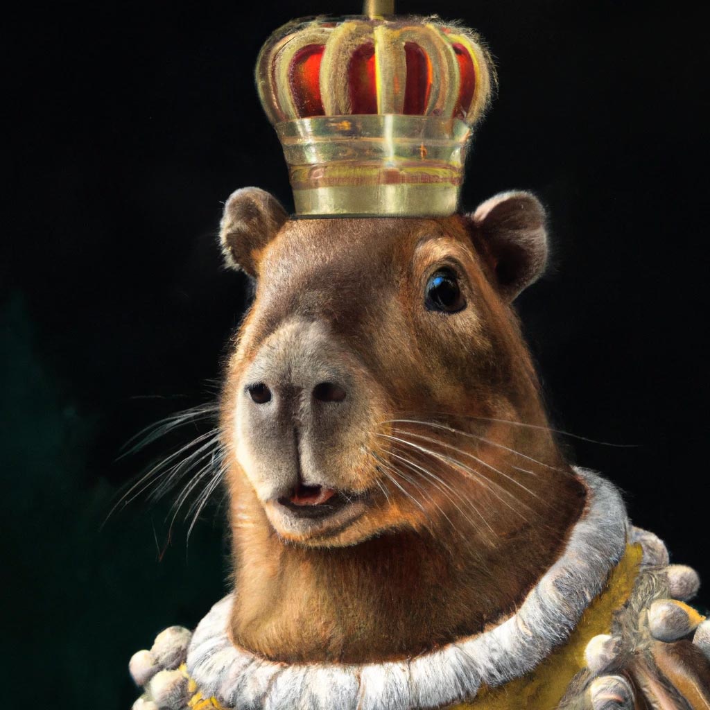 an oil painting portrait of a capybara wearing medieval