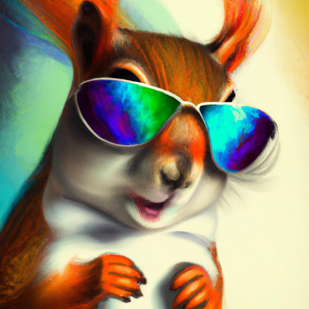 fantasy digital painting of a colourful squirrel