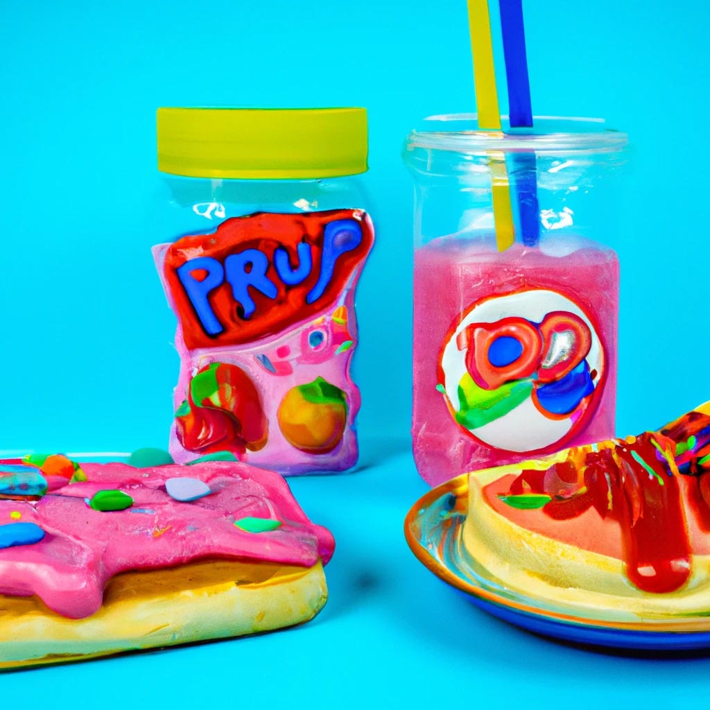 photo of kidcore themed food, rainbow colorful