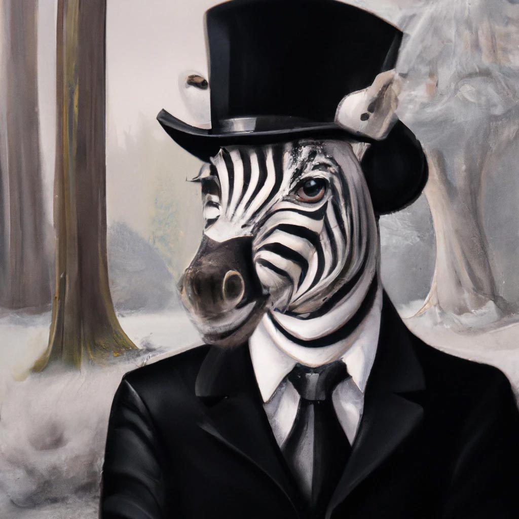 realistic oil painting of a portrait of a zebra