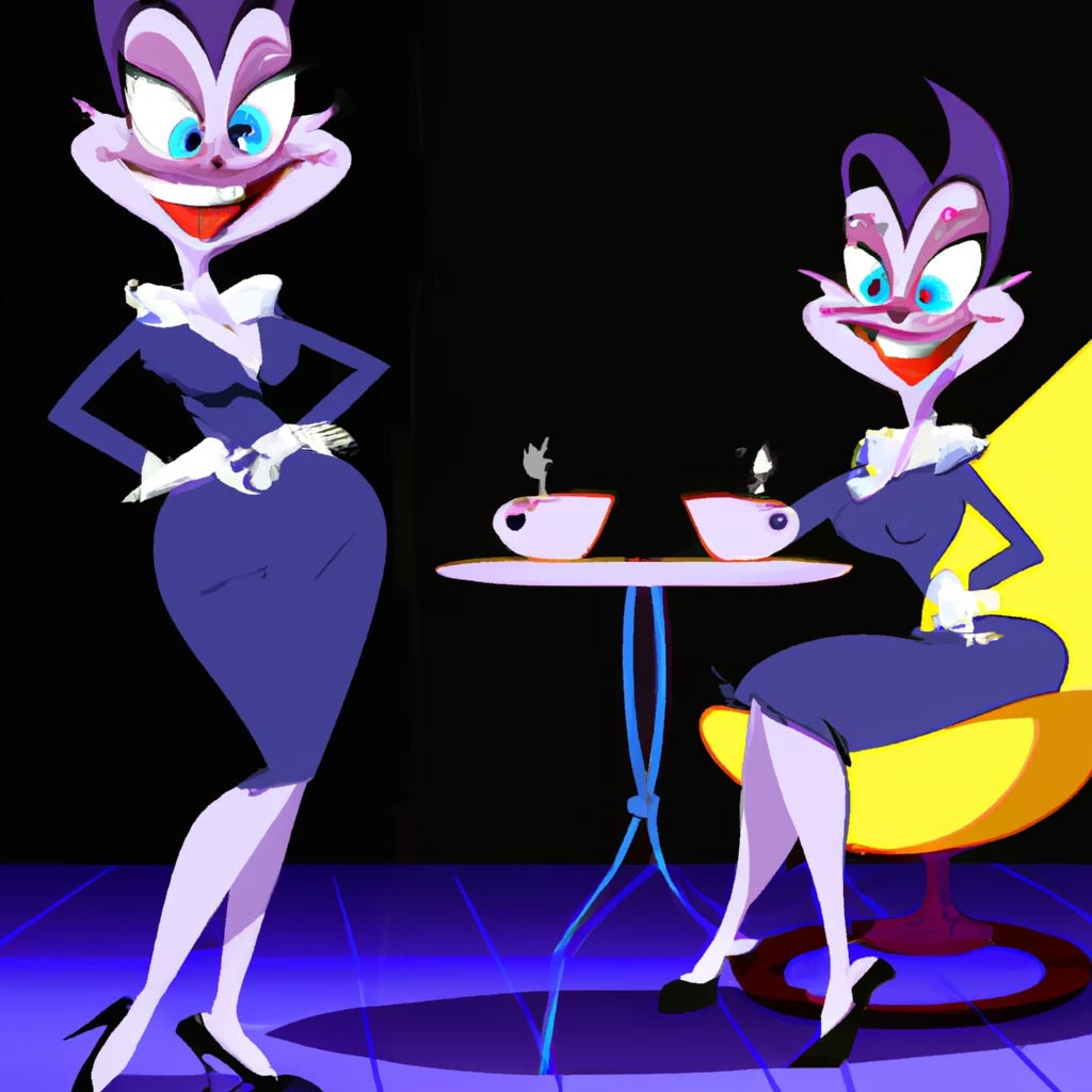 warner bros character(teacher villainess); on the right have the